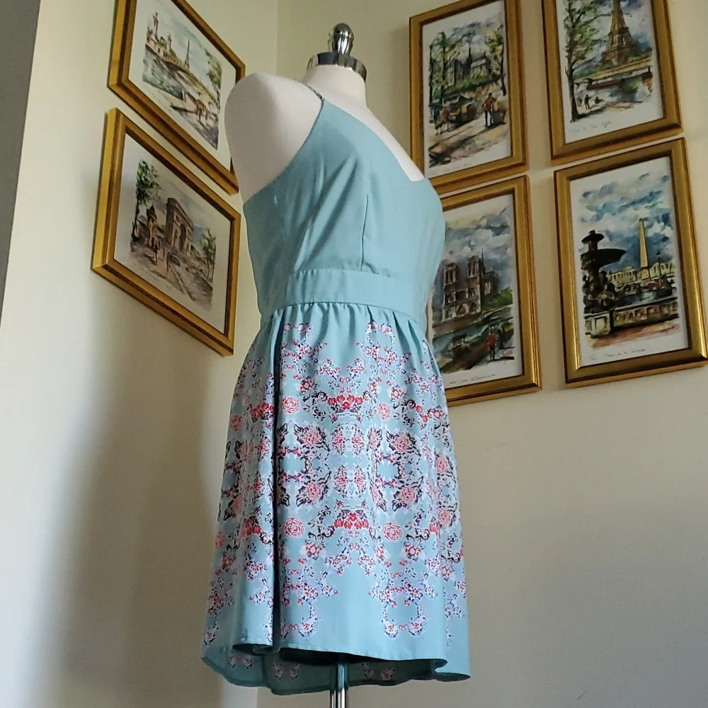 Robin's Egg Blue Floral Strappy Backless Sun Dress - Picture 2 of 14